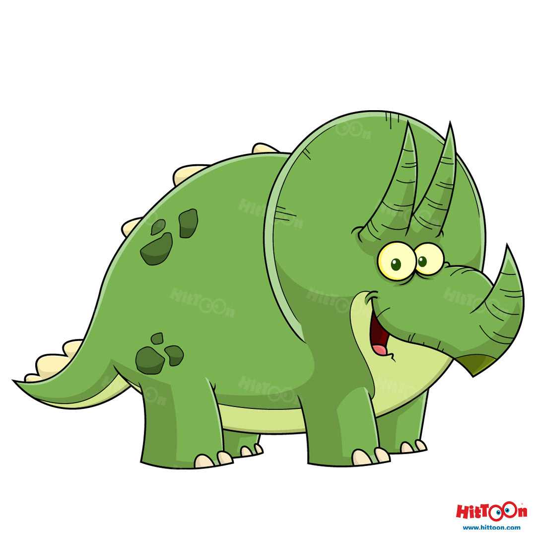 animal cartoon Character Digital Art  Dinosaur Drawing  ILLUSTRATION  paleoart prehistoric triceratops