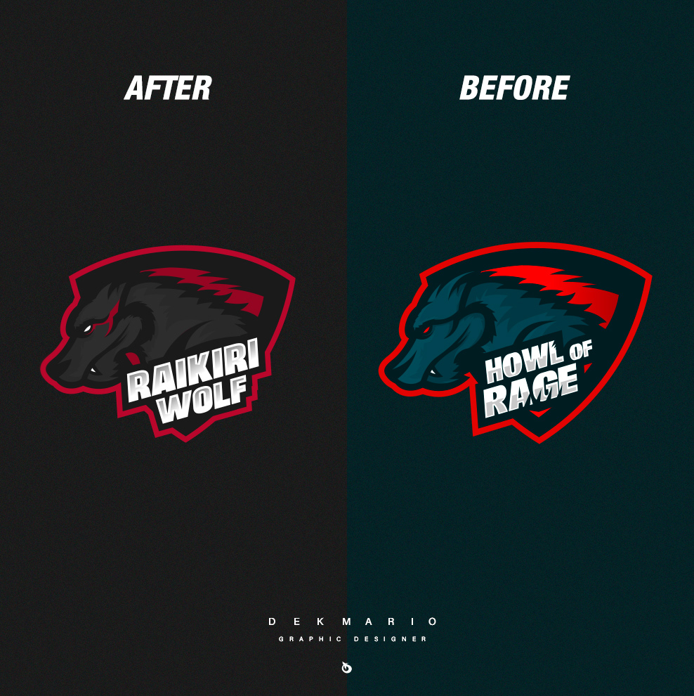 wolf Mascot logo dekamrio esports club team Gaming howl rage