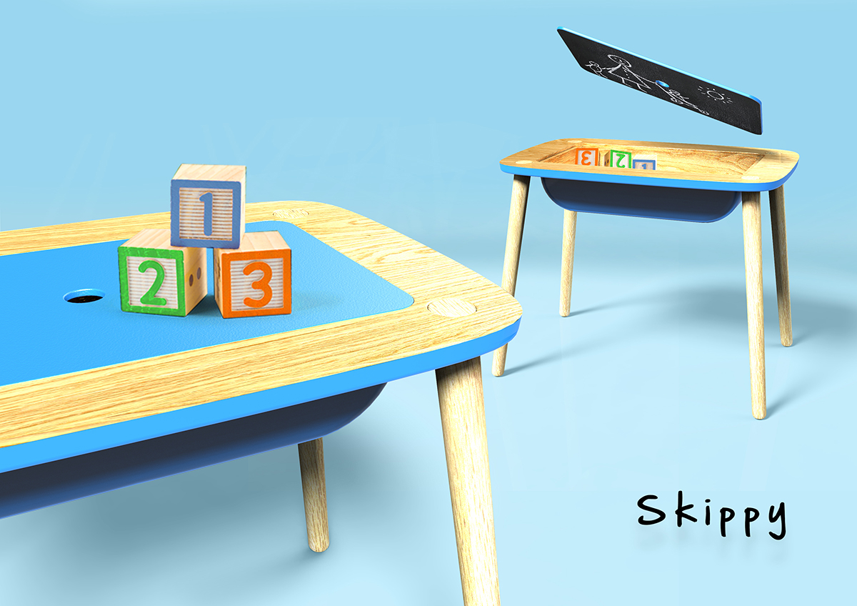 kids desk table furniture wood school Fabien Hybre skippy