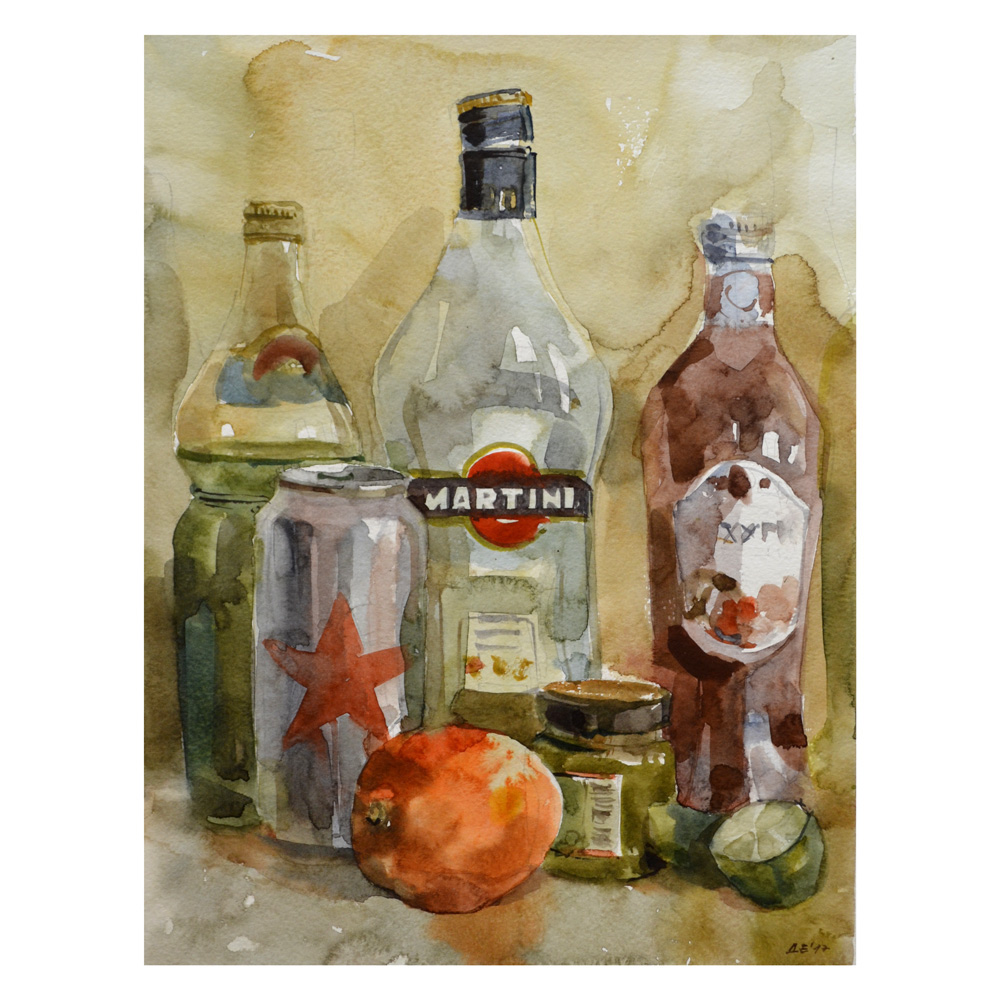 still life watercolor watercolour study personal coloring booze