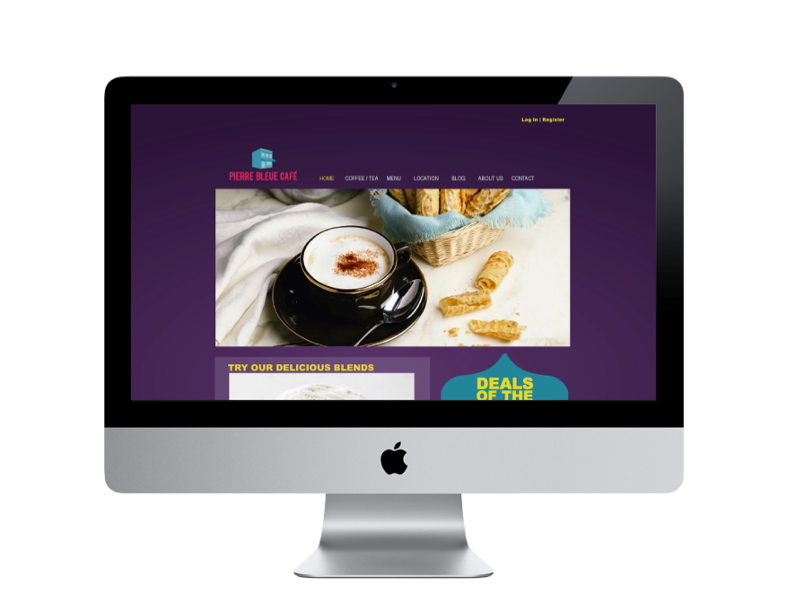 Website Web web page cafe French pierre blue Layout purple green pink