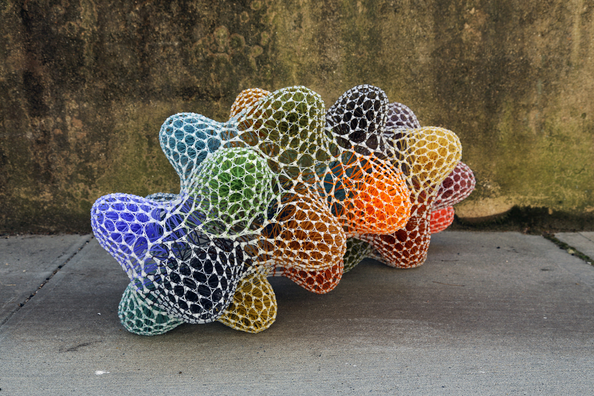 art cable ties fiber art Form hand dyed organic sculpture soft sculpture textile art