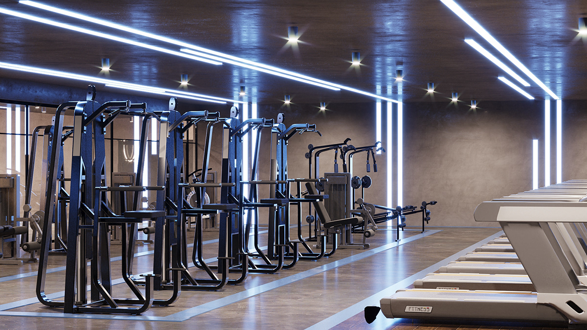 Bicycle Bike fitness Health gym design architecture Render 3ds max