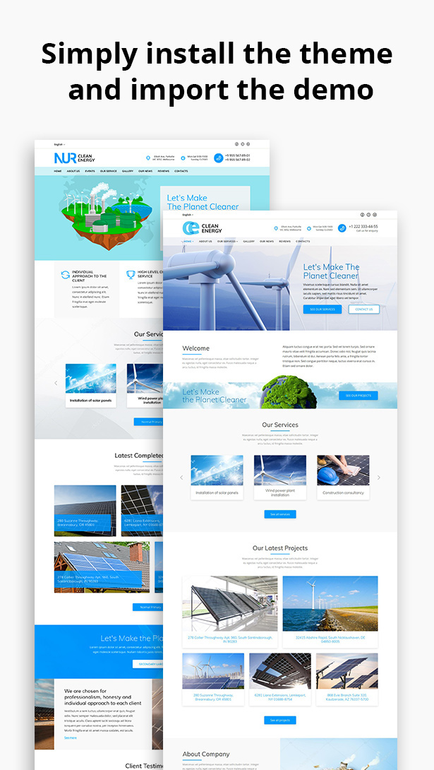 wordpress Theme template clean energy energy clean eco Ecology Green Energy