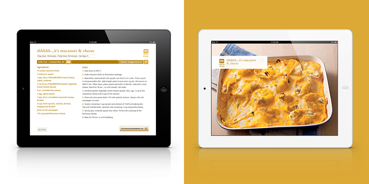 Kraft Philly Cream Cheese cookbook iPad app recipes