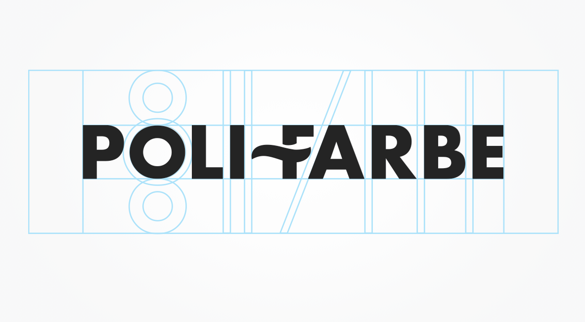 identity strategy logo Poli-Farbe paint polifarbe rebranding billboard Web blue silver color