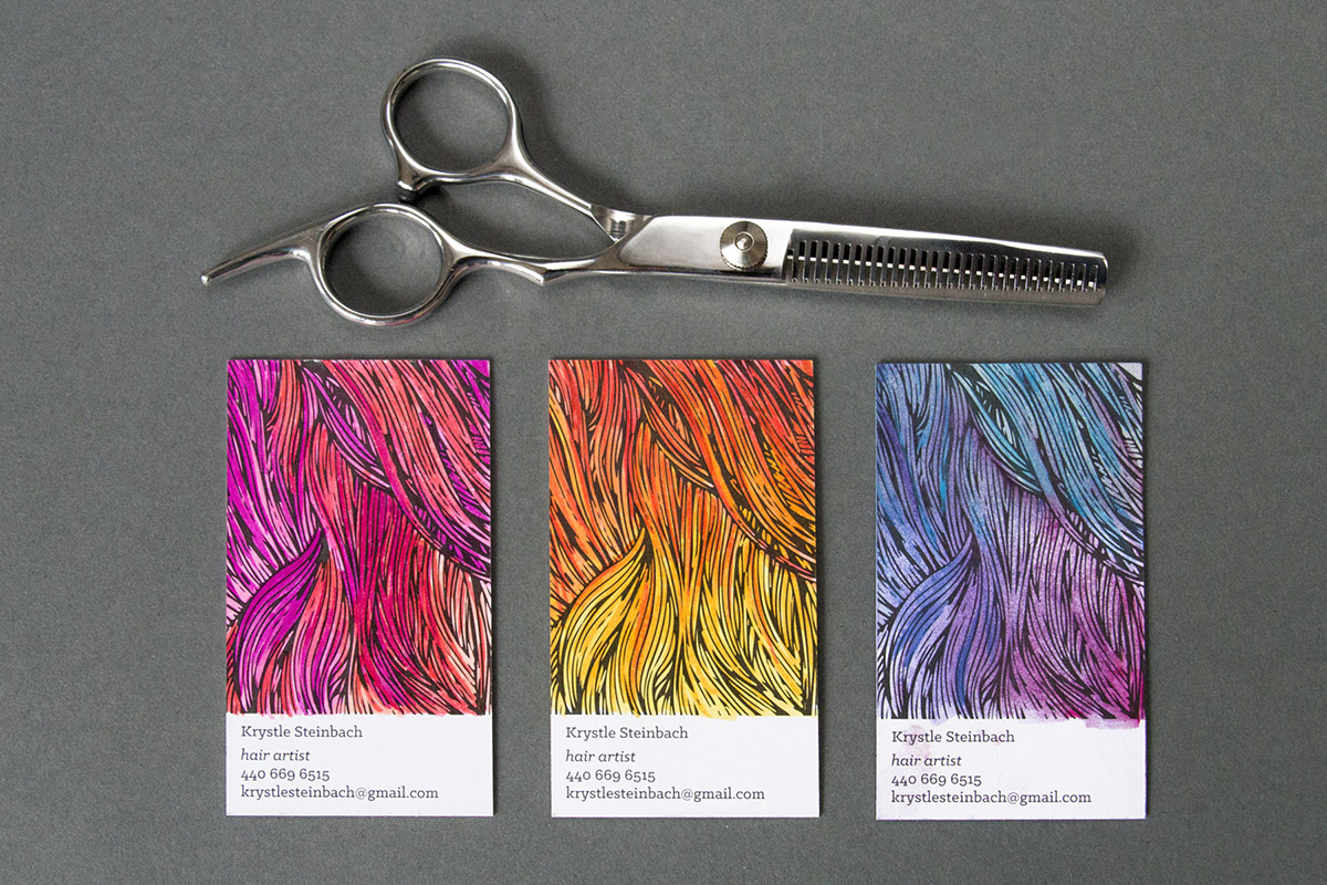 Adobe Portfolio Stationery business card stylist hair Unique color Customize personal