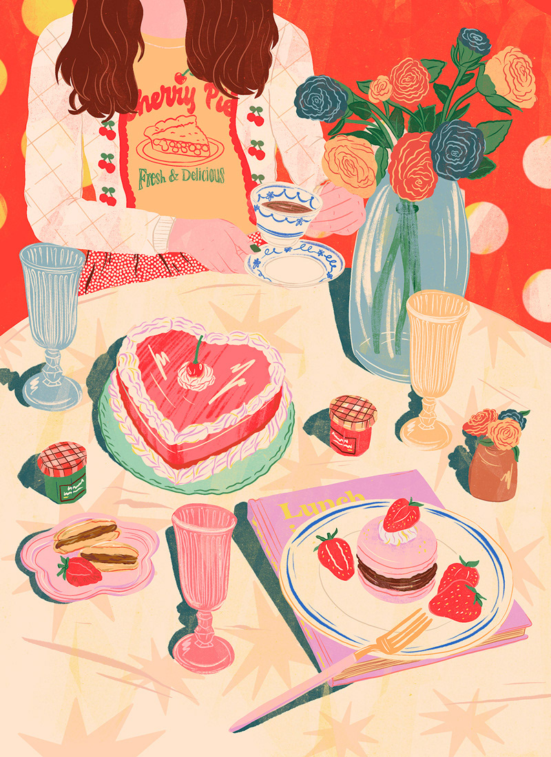 cherry colorful cute editorial ILLUSTRATION  kawaii strawberry vintage