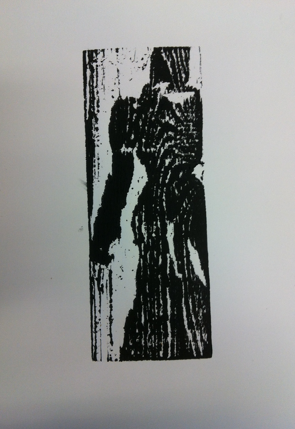 Silhouettes woman child wind woodcut print printmaking