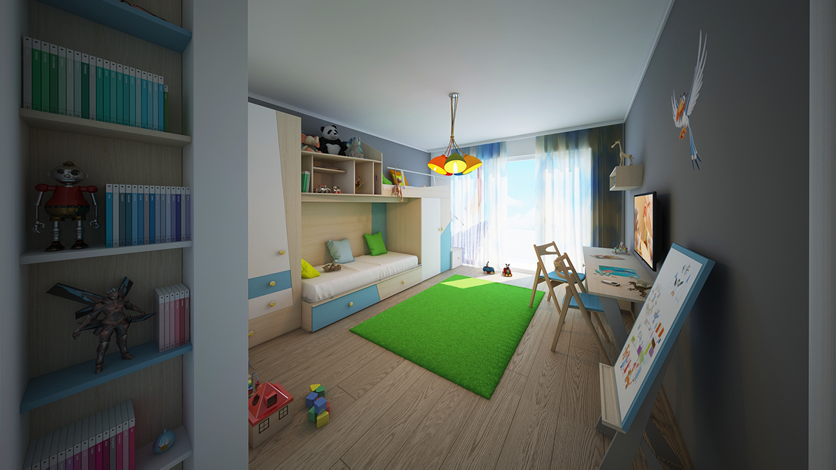 children room The Lion King animation motive movie greeen carpet kid`s room