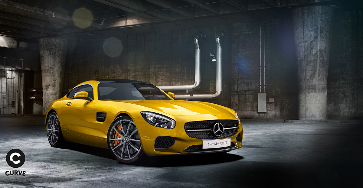 CGI mercedes Cars car automotive   bold yellow