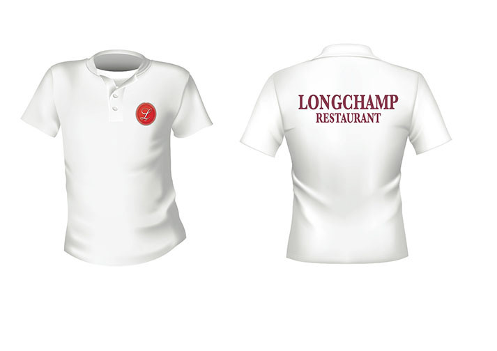 Longchamp Longchamp Restaurant tshirt uniforms polo Longchamp uniforms black tshirt white tee abidjan Ivorian Design