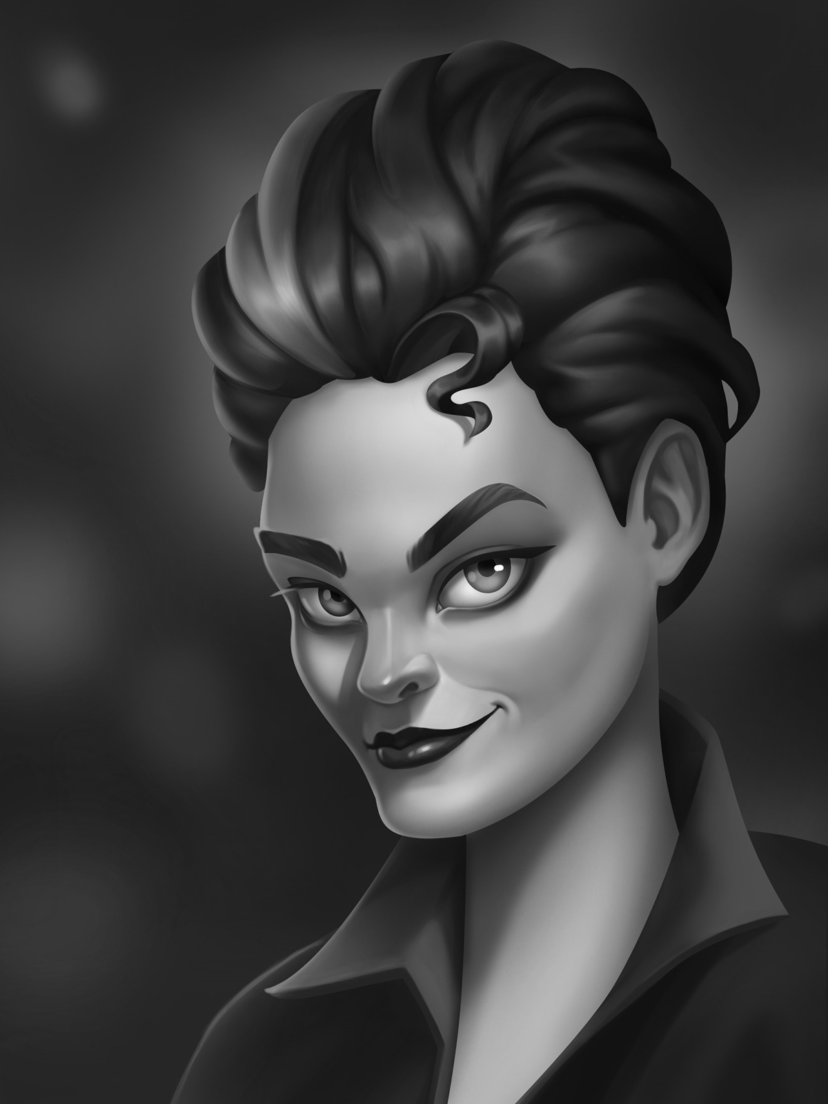 casual Character design  evil Game Art girl portrait shadow villain