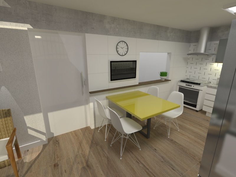 ARQUITETURA reforma cozinha kitchen pergolado sala azulejo amarelo iluminação
