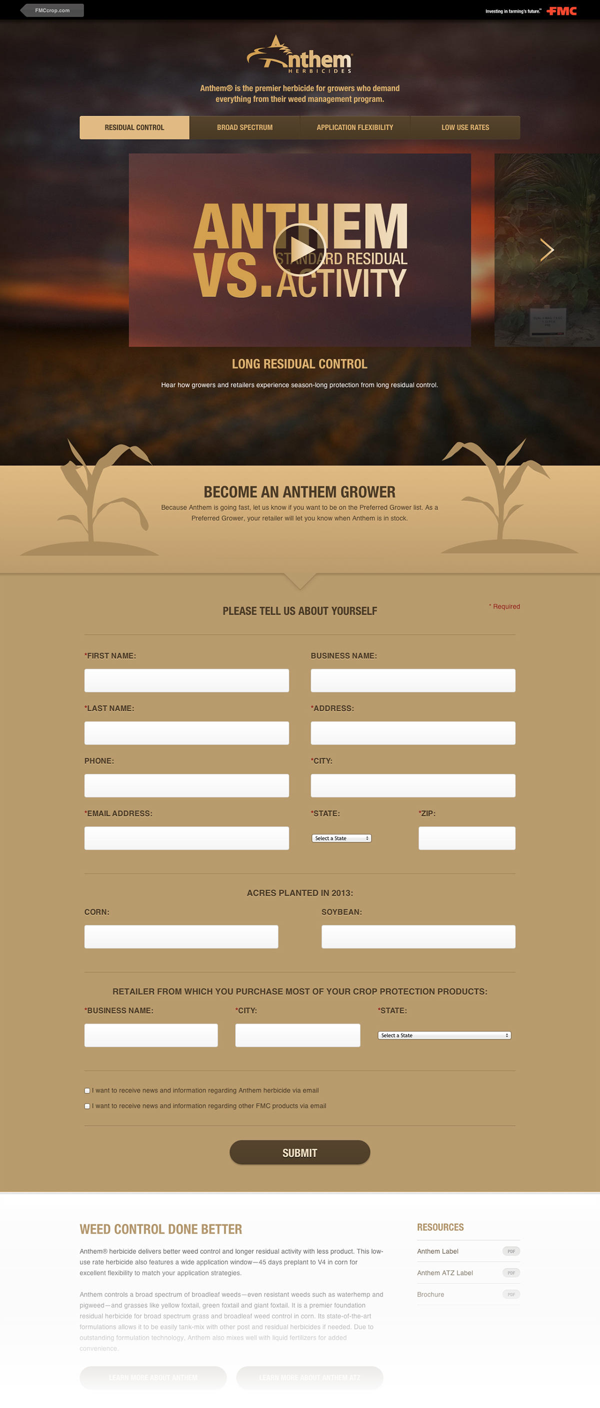 UI Responsive mobile landing page agriculture