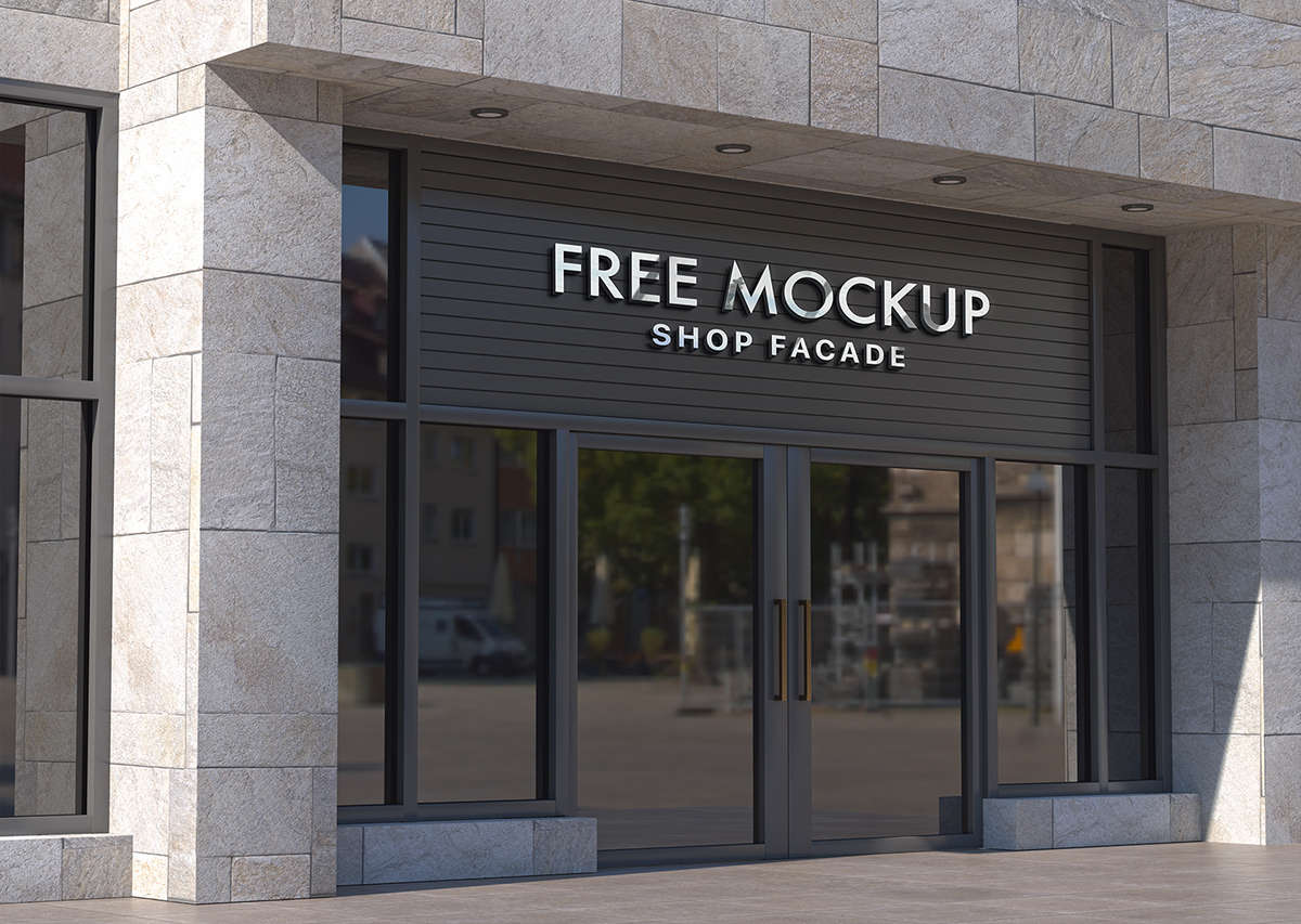 branding  design free mockup  logo luxury Shop Facade shop sign sign store Storefront