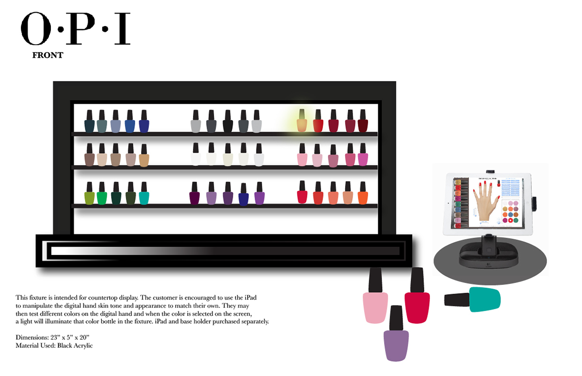 retail display nail polish O.P.I. beauty beauty retail Illustrator