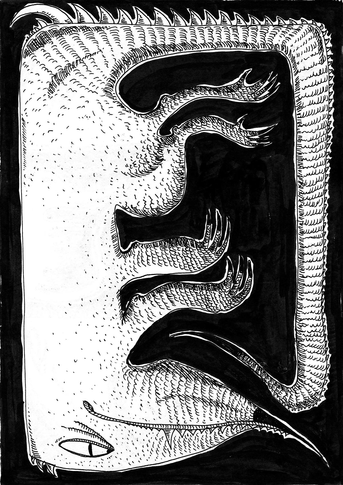 illustrations black and white trame monstrers monstres