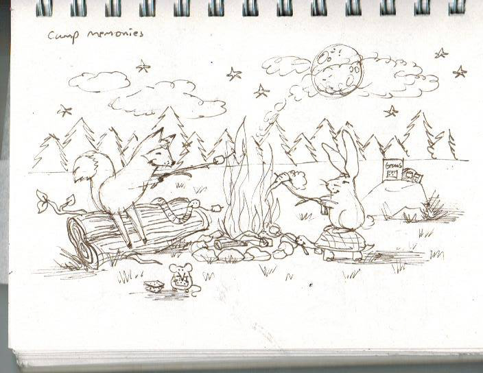 sketch camp animals story night cute