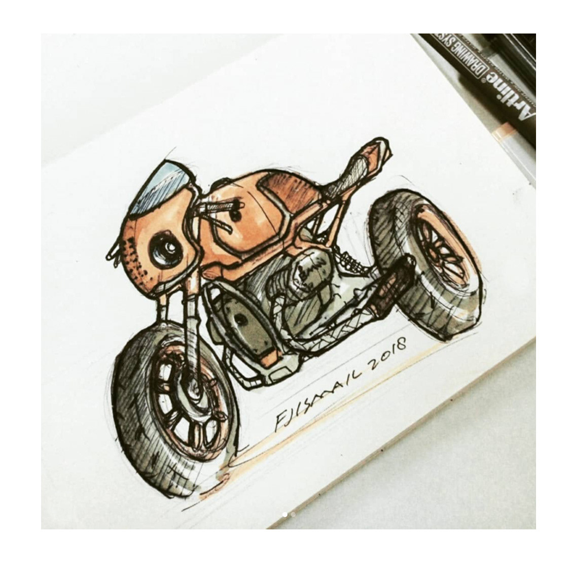 automotivedesign bikedesign custombike freehandsketch industrialdesign motorcycle sketch
