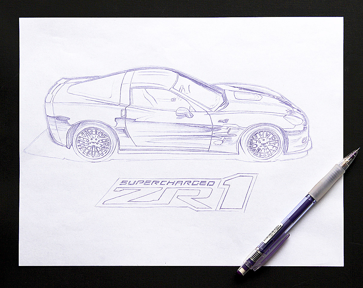 Corvette ZR1  Automotive Drawing  automotive illustration