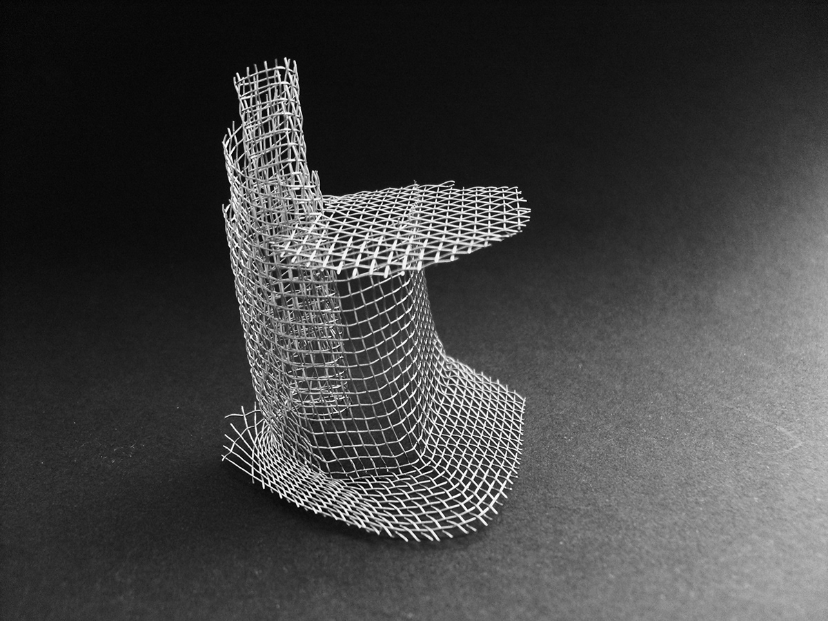 chair furniture industrial grating metal sculpture design black gray product