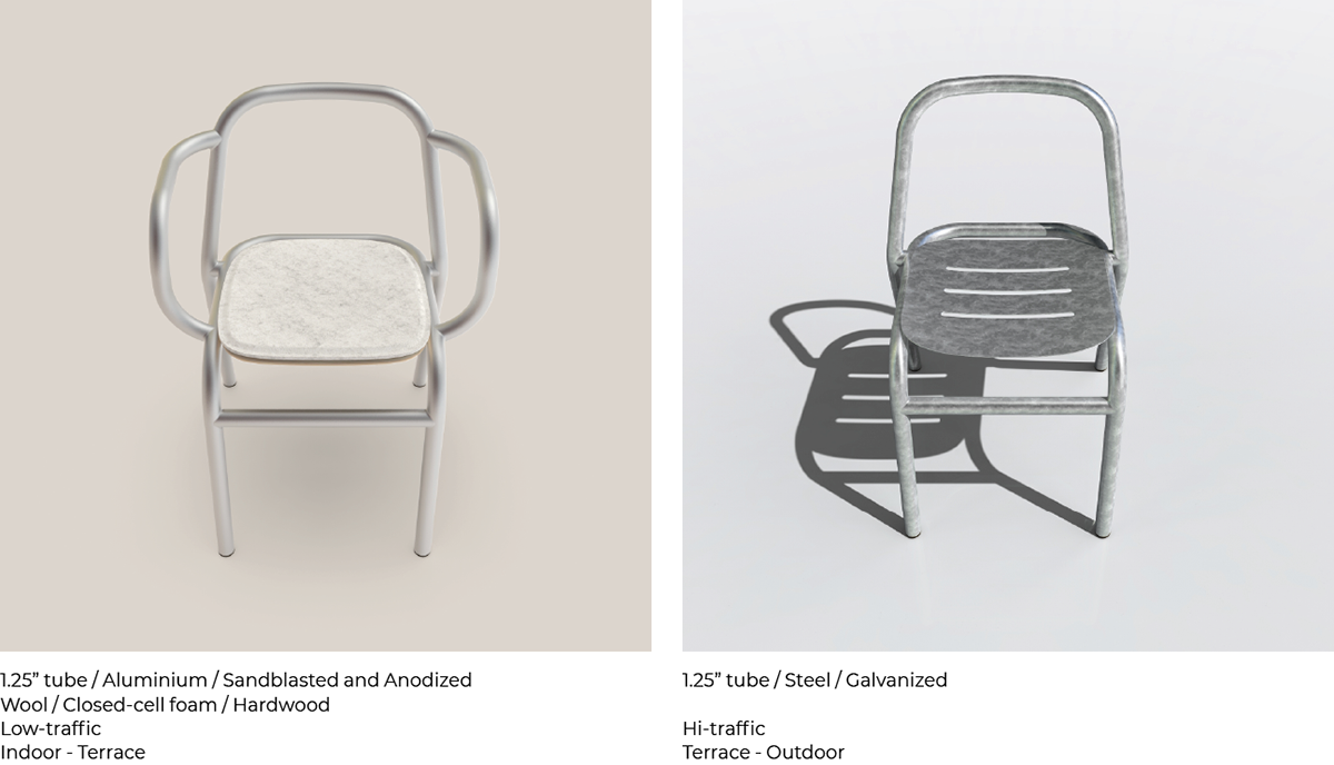 aluminum chair furniture galvanized industrial design  product design 