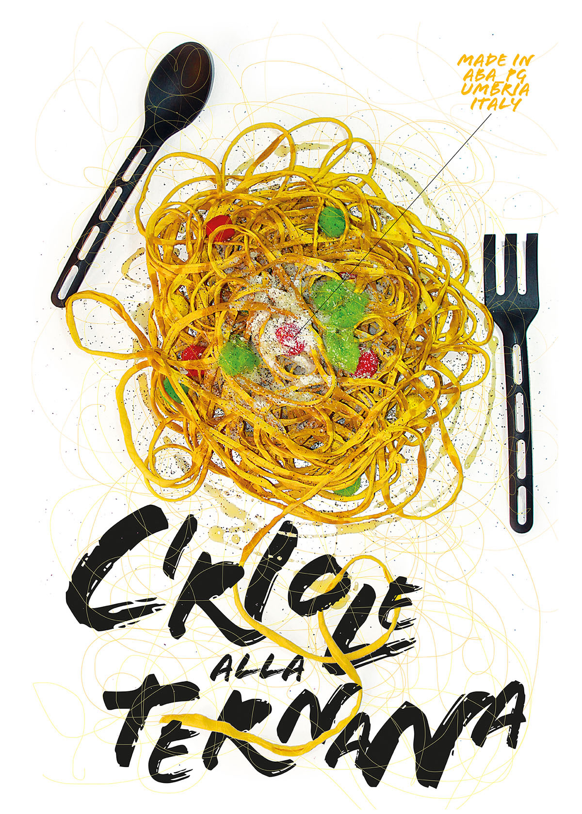 Poster Fodd Design poster Ciriole alla Ternana Umbrian Visual Food expo 2015 Francesco Mazzenga tessuto making