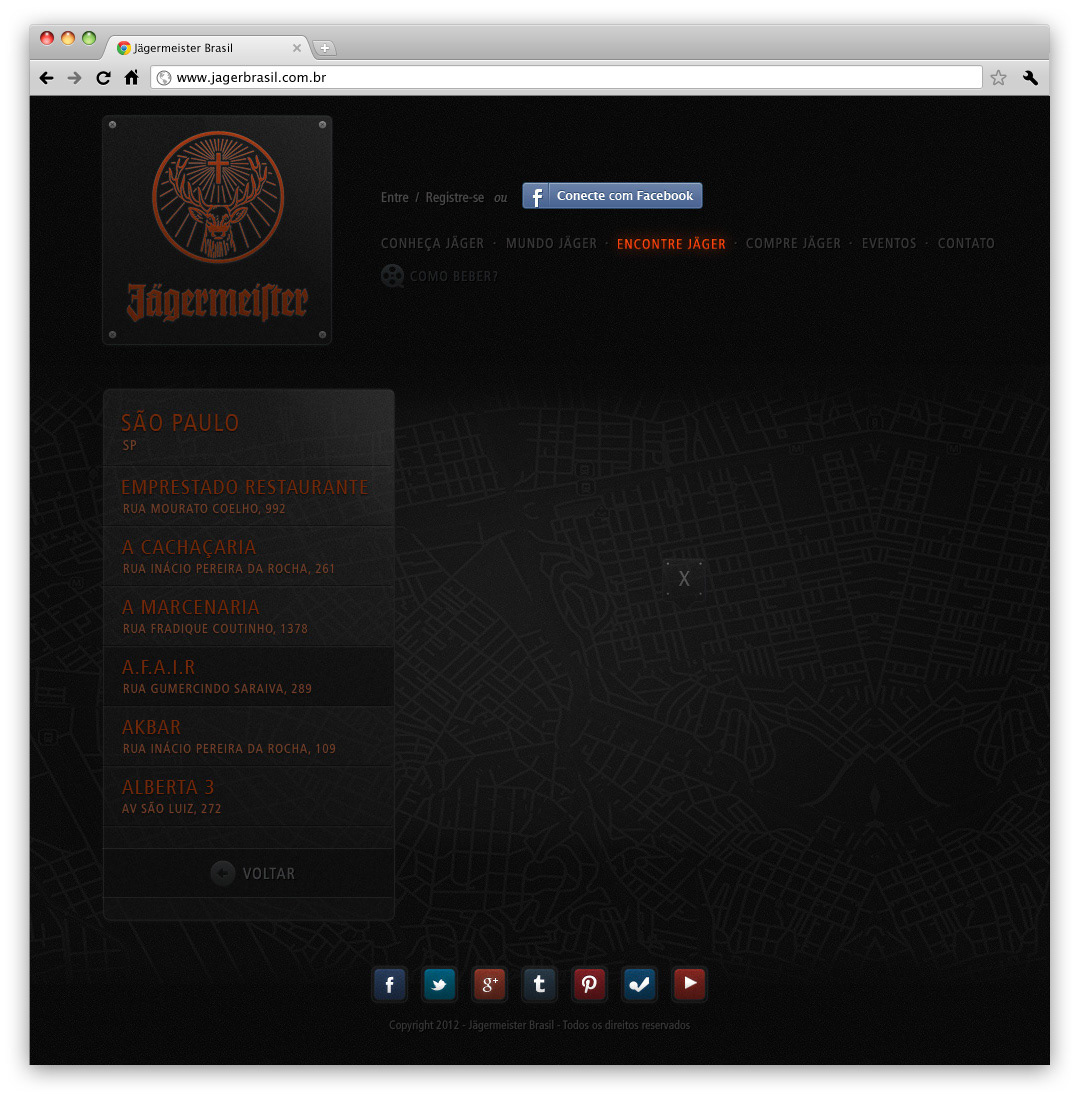 jäger Jagermeister Brasil black dark orange site Website HotSite UI user Interface drink alcool