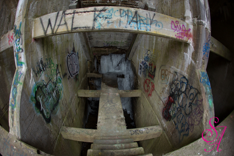 Berkshire County Berkshires Sith Academy Pittsfield Mass tunnel graffiti photography fisheye lens black and white Canon THE SITH reservoir