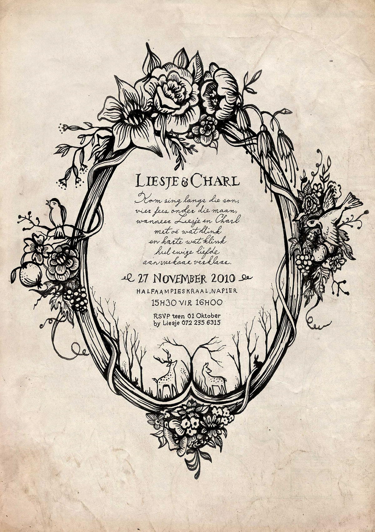hand illustrated wedding invit wedding invite