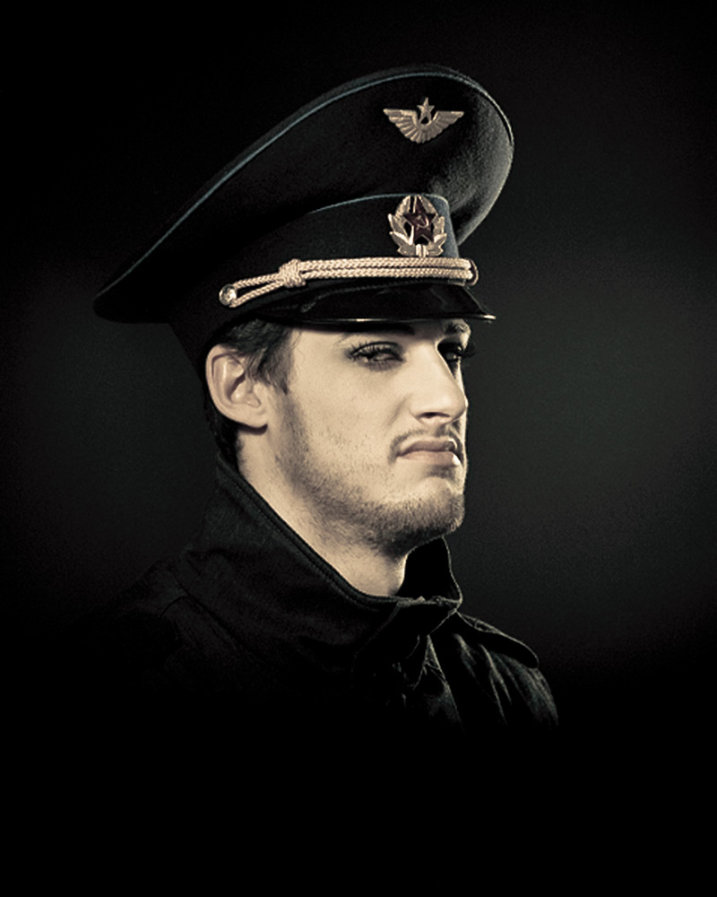 Soviet  communist  solder  captain  officer  portrait  mean  tough communism  official
