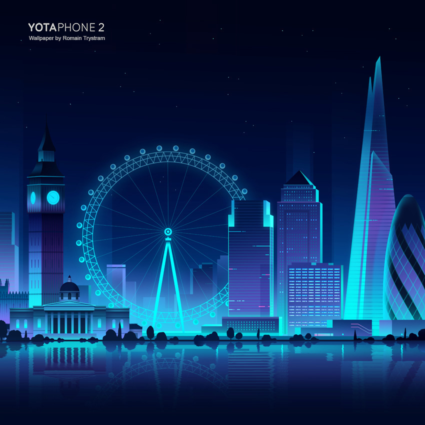 Adobe Portfolio yota phone phone Moscow London berlin dubai wallpaper light city night
