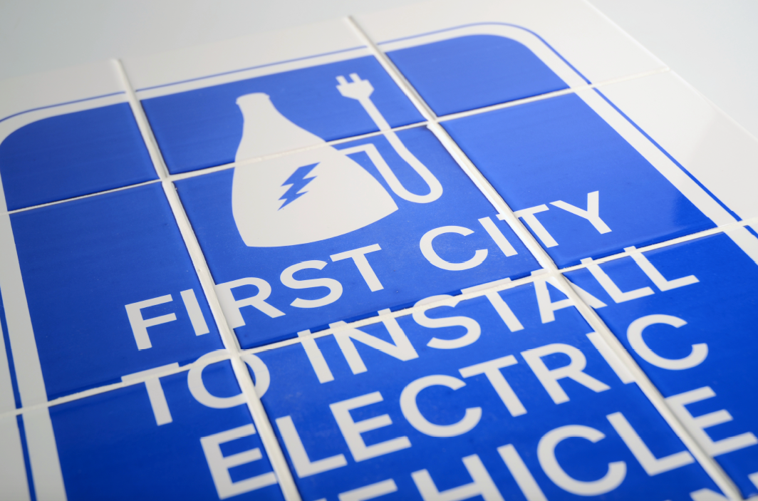 screen printing Road sign symbol design Stoke-on-Trent the potteries electric cars charging station