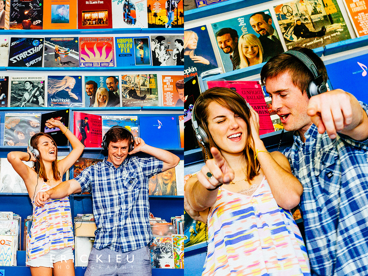 engagement shoot record store engagement