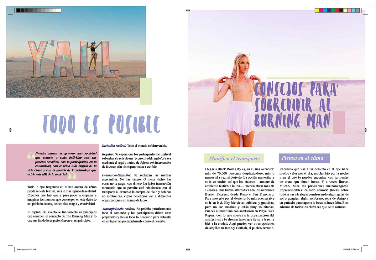 brochure Burning Man diagramación Diseño editorial diseño gráfico editorial InDesign magazine print revista