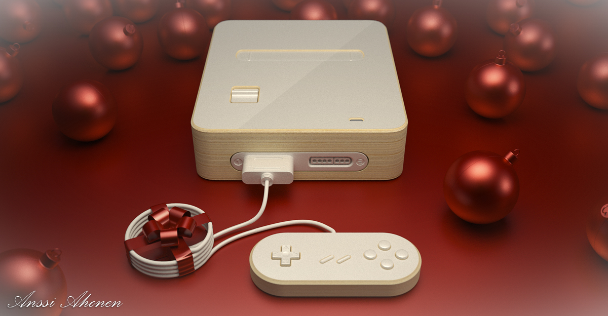 Nintendo Super Nintendo snes Super Famicom plywood Custom video game console Retro Christmas design