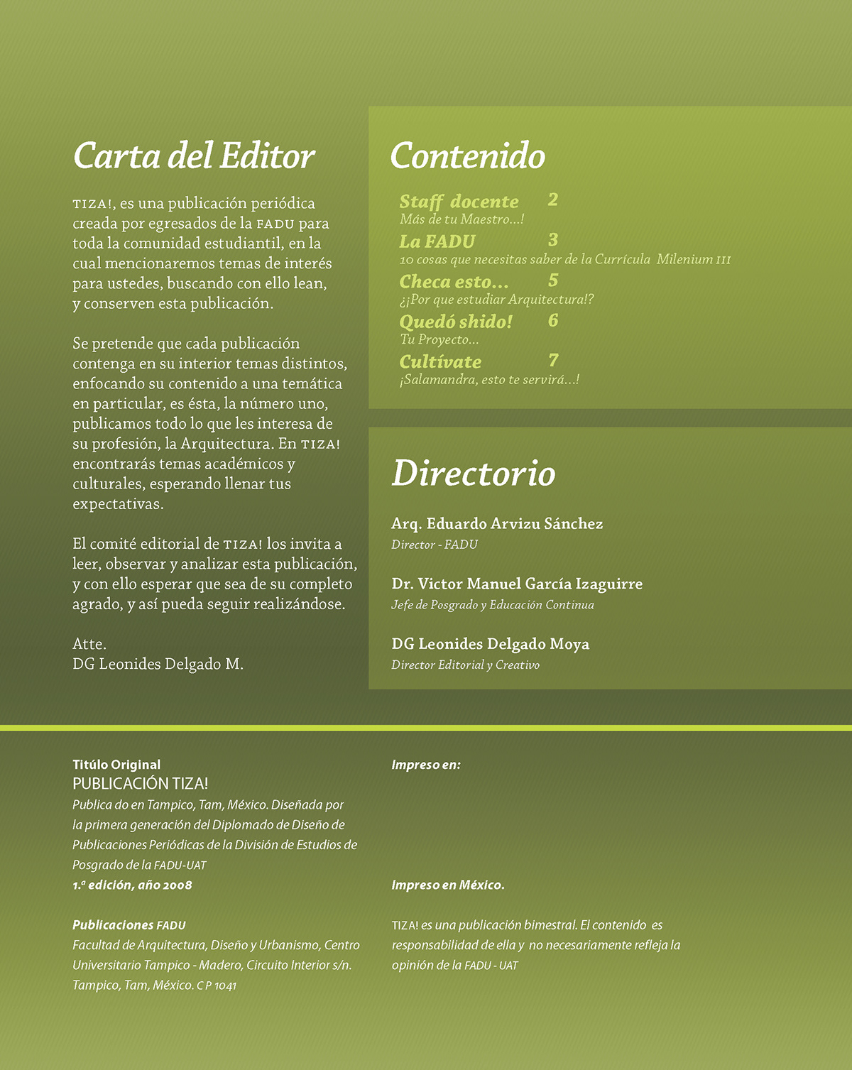 fadu UAT tampico Leonides tiza revista magazine Estudiantil revista escolar Diseño editorial diseño de revista