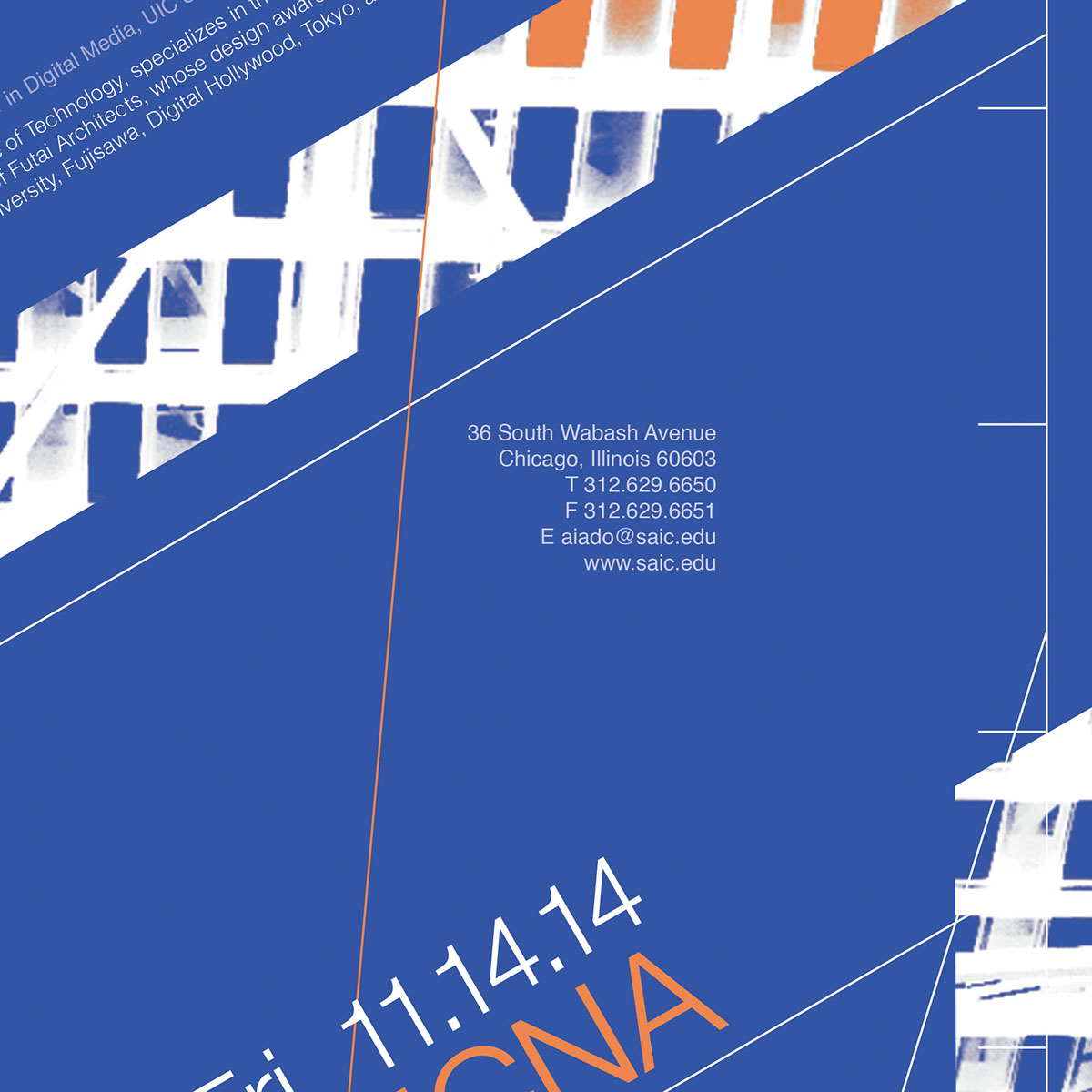 graphic design poster SAIC announcement composition Blueprint