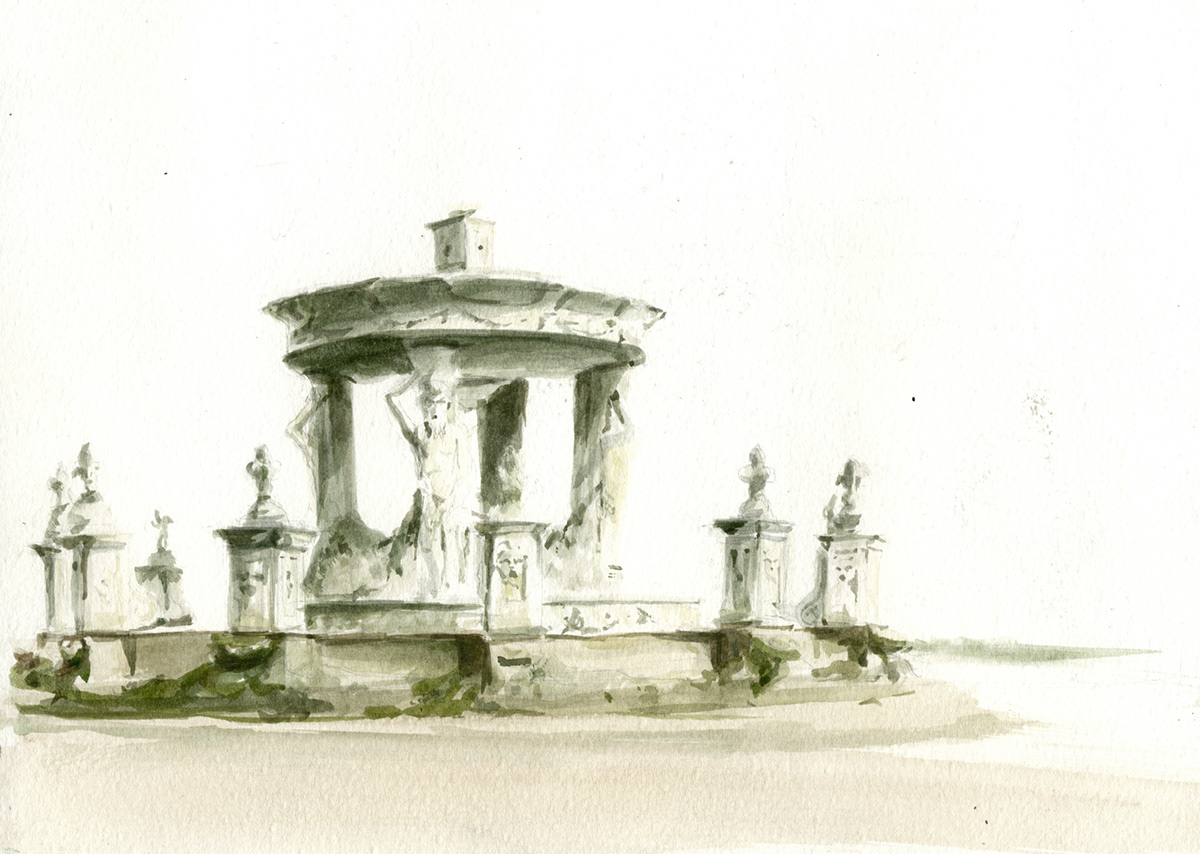 roma architectural illustration Italy sketchbook watercolor
