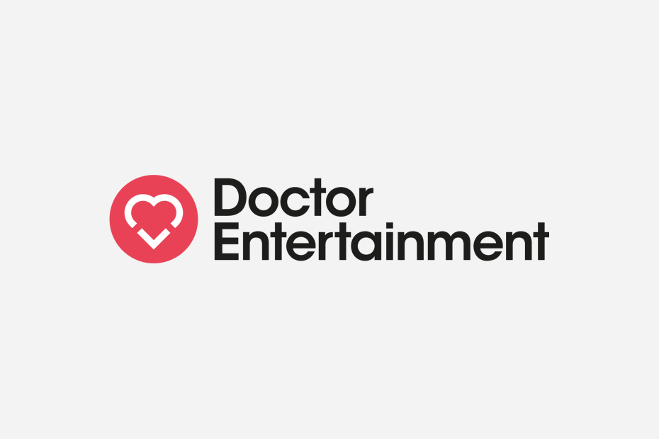 Doctor Entertainment logo identity videogame Sweden red White