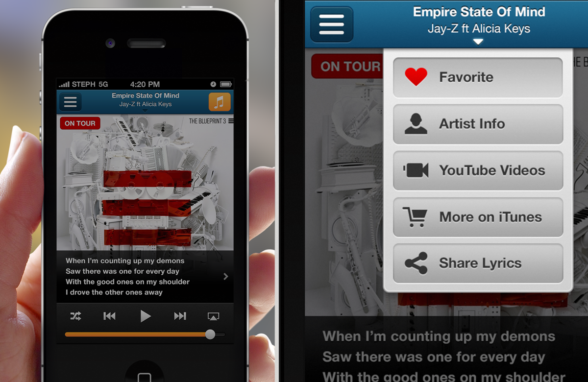app mobile iphone Lyrics songs iPad