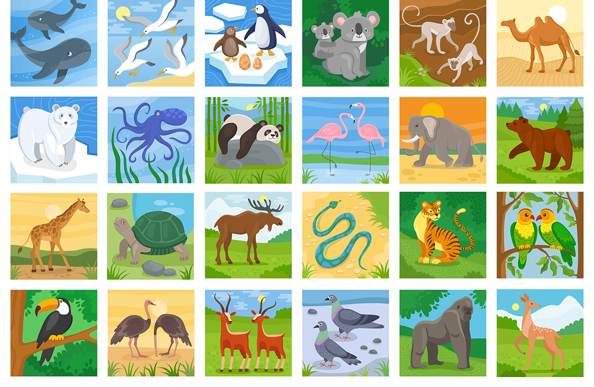 ILLUSTRATION  World Map animals cartoon adobe illustrator attractions children's illustration poster vector tourism