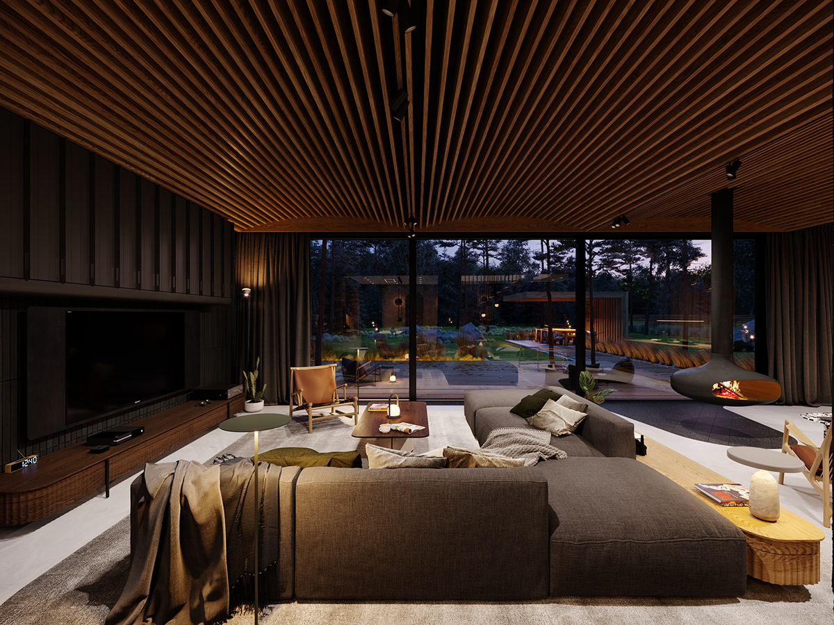 concrete cosy home design interior design  midcentury Modern Design Unique wood