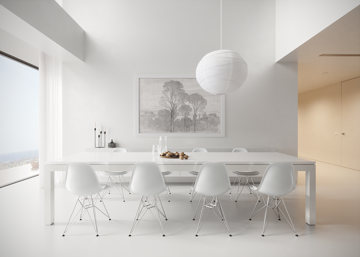 White clean minimal modern architecture interior design  elegant luxury penthouse apartment