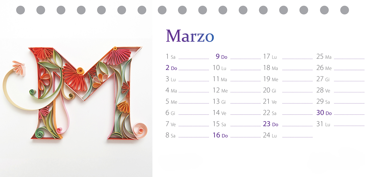 typography calendar quilling paper art months of year sabeena karnik