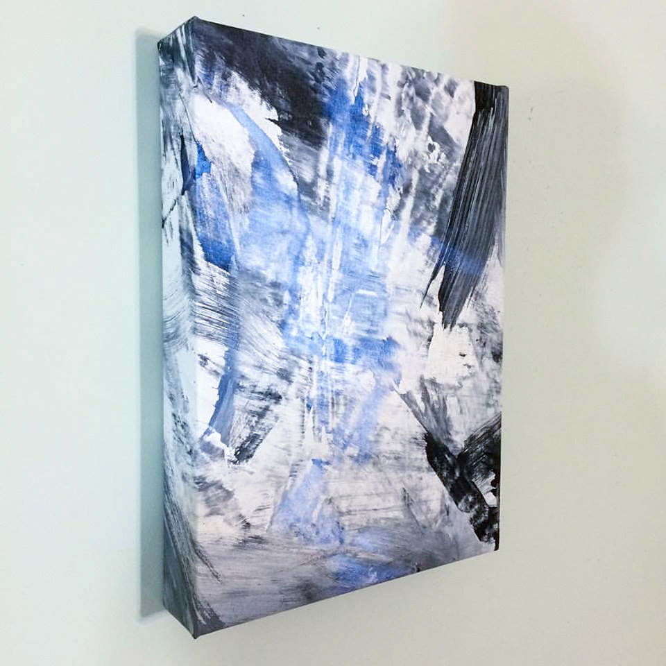 abstract black White black and white Non Objective iridescent blue art oil paint Oil Painting grey gray SCAD alum alumni