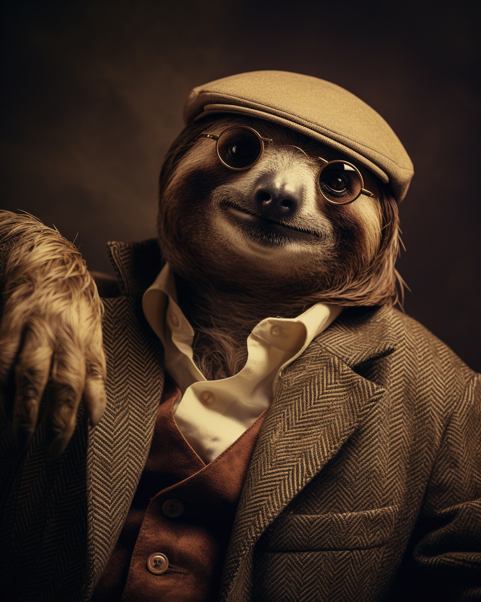 animal portrait personification Digital Art  Ai Art midjourney artificial intelligence sloth