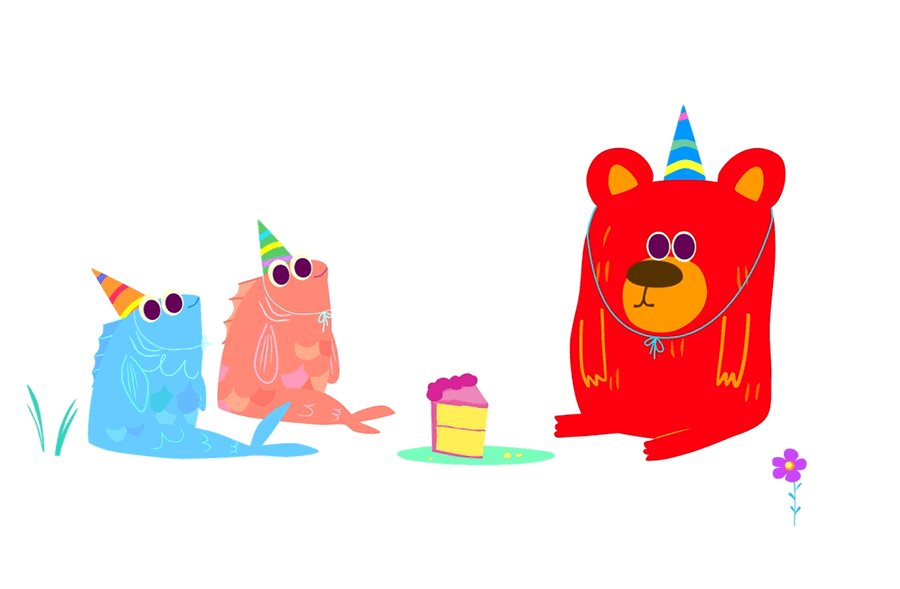 vector animation  gif bear bo friends happy