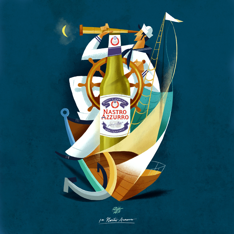 beer NastroAzzurro sea peroni boat Sailor mermaid